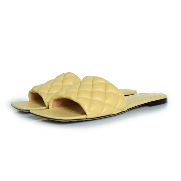 Bottega Veneta yellow leather lido sandals